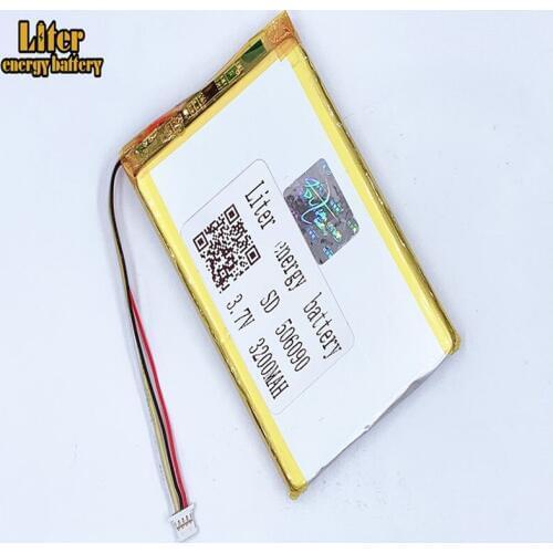 Plug 1.0-4P 506090 3200mah 3.7V High quality lipo Battery lithium polymer rechargeable tablet pc 7 inch MP4 MP5 Battery