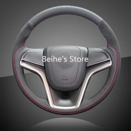 Hand Stitched Auto Braid On Steering Wheel Cover for Chevrolet Malibu 2011-2015