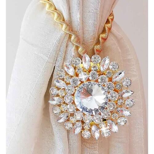 Stylish Magnet Flower Curtain Tieback Magnetic Curtains Buckle Crystal Diamond Curtain Holder Home Decor Accessories