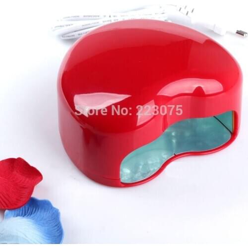 Hot 110v or 220v LED Lamp Soak-off Gel Polish Nail Cure UV Dryer Heart-shaped 3W Manicure Machine red