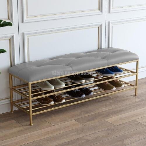 Shoe Changing Stool Home Shoe Cabinet Rack at the Door Shoe Cabinet Rack Nordic Soft Bag Cushion Shoe Stool Light Luxury Entry L