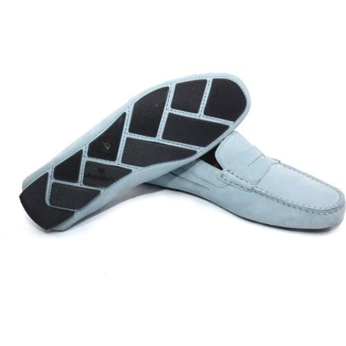 Handmade Cerulean Sky Blue Suede Penny Loafers, Flexible Comfort Casual Shoes, Party, Bold Color, Non Slip Rubber Sole, 2021