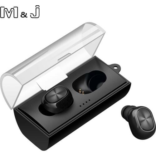 M&J Mini TWS True Wireless Stereo Bluetooth Earphone with Mic Universal Wireless Handsfree Earbuds with Charger Box PK q29