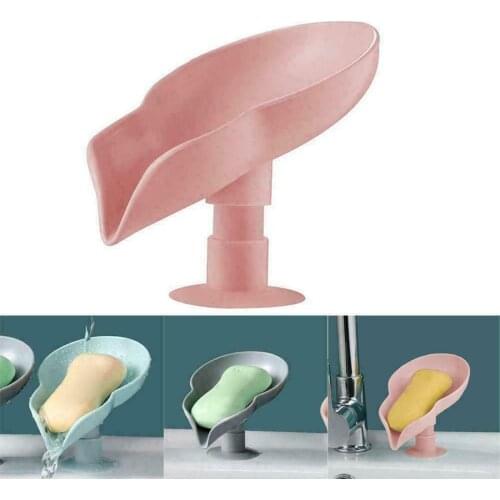 Leaf Shape Soap Box V-shaped Drainage Soap Holder Bathroom Shower Dish Sucker Cup Soap Shelf for Household Bath Balcony Gadgets