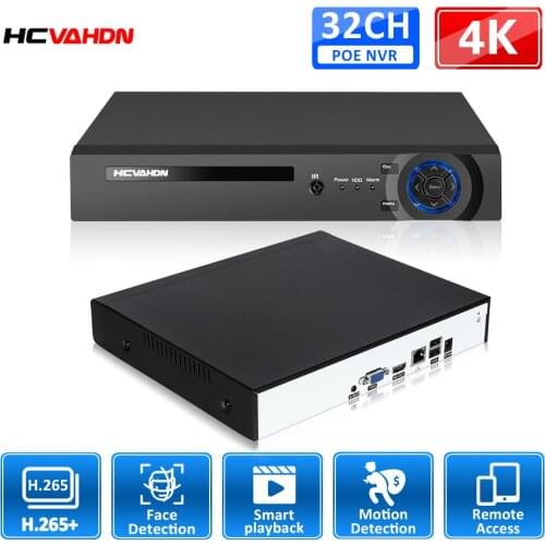 HCVAHDN New H.265 Max 4K Output CCTV NVR 32CH 8MP Security Video Recorder Motion Detection ONVIF P2P CCTV NVR Face Detection