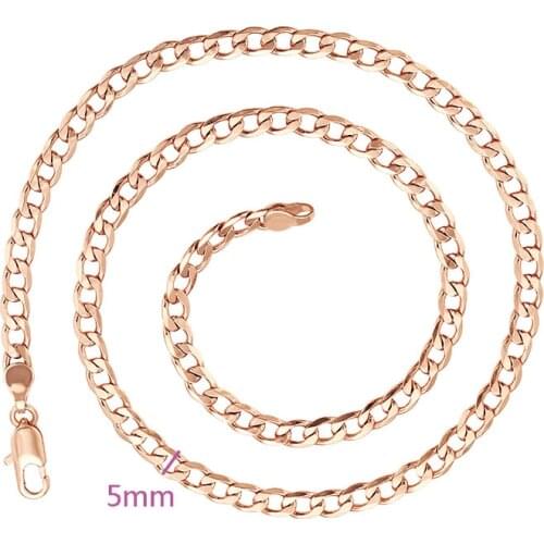 XP Jewelry --( 44 cm * 5 mm ) Rose Gold Color 585 Classic NK 1 :1 Chain Necklaces For Men Women Fashion Jewelry
