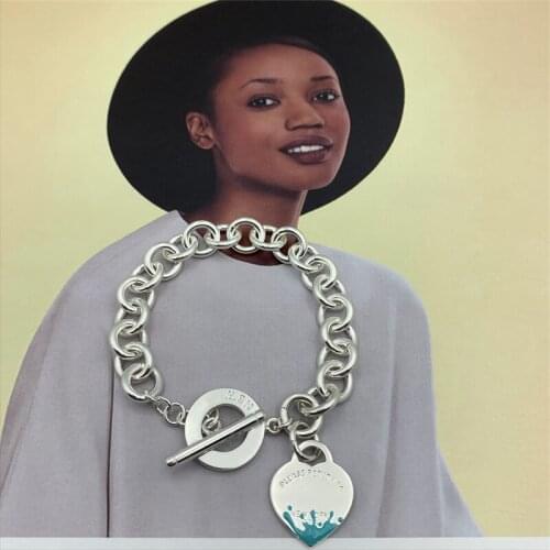 Splash Heart Pendant Bracelet Womens Luxury Brand Popular In Europe And America High-Quality Silver Jewelry