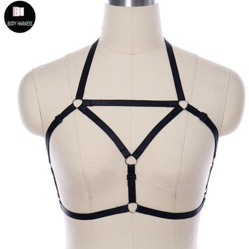 Pole Dance Harness Bra Sexy Lingerie Fetish Body Harness Crop Top Women ]Rave Bondage Harness Stockings Belt Body Cage Bra