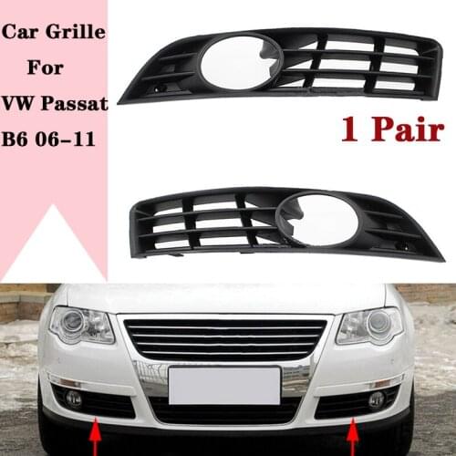 1 Pair Front Bumper Fog Light Grille Grill Cover For VW Passat B6 2006-2011 3C0853665A 3C0853666A
