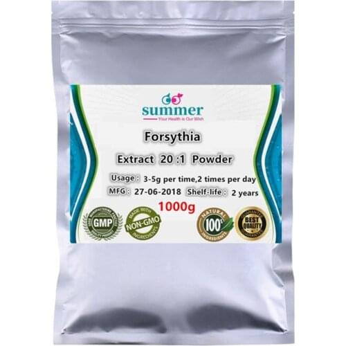 1000g Wild Forsythia extract 20:1 powder,fructus forsythiae,Forsythia suspensa for antiemetic,anti liver injury,antiseptic