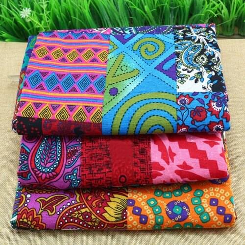 50cm*140cm Plaid colours Print Linen cotton Fabric sewing dress shirt hat bag cloth material