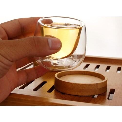 80ML Double Clear Tea Cup With Tray Heat-resistant Small Glass Cups For Wine Coffee Tea Glass Wine Glass Beer Glass