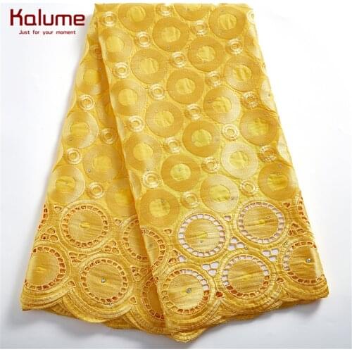 Kalume African 100% Cotton Fabric 2021 High Quality Nigerian Lace Fabric Swiss Voile In Switzerland For Dress Robes Tissue H2422