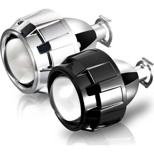 AILEO Car Styling 2.5 inch HID Bi xenon Headlight Mini Projector Lens Retrofit H4 H7 H11 Headlamp Lens Black Silver Use H1 Bulbs