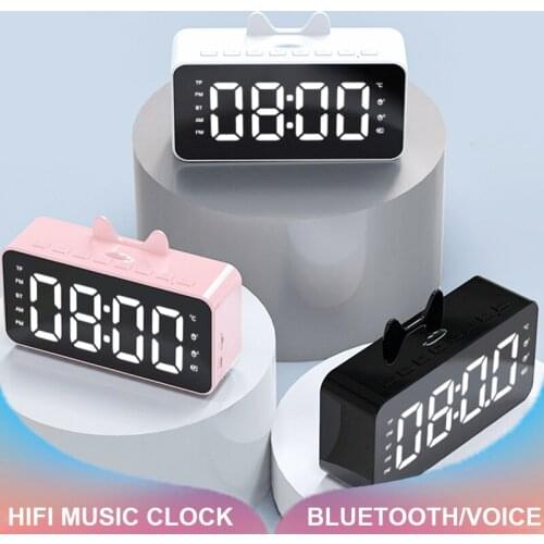 Wireless Bluetooth HD LED Alarm Clock Music Table Clocks Multiple Functions Sound-Activated Dual Alarms Temperature Display