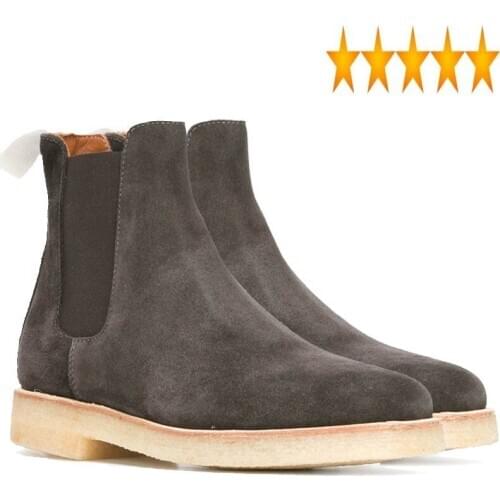 Autumn Winter Slip On British Platform Men Handmade Luxury Brand Round Toe Wedding Chelsea Vintage Motorcycle Boots