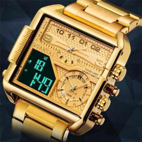 6.11 Golden Sport Watches Men Top Brand Luxury Male Quartz Big Watch Electronic Display Waterproof Wristwatch Relogio Masculino