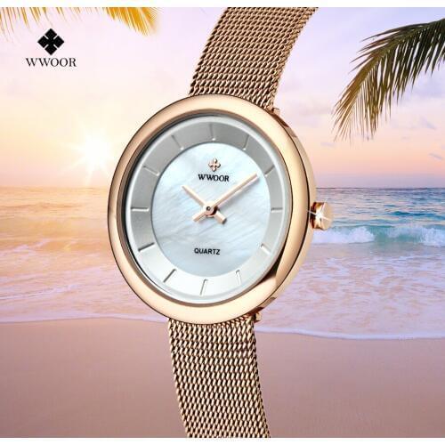 WWOOR Womens Watches Ladies Casual Ultra-thin Quartz Watch Fashion Exquisite Female Wristwatch Clocks Gifts relogio feminino #a