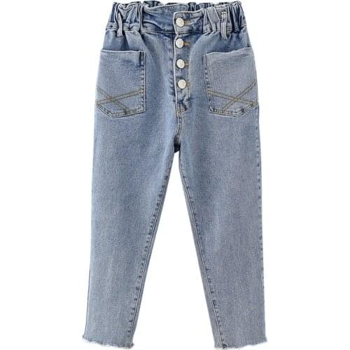 8 10 years Girls Jeans Buttons Pocket Fashion Denim Pants for Kids Girls Teenage Spring Autumn