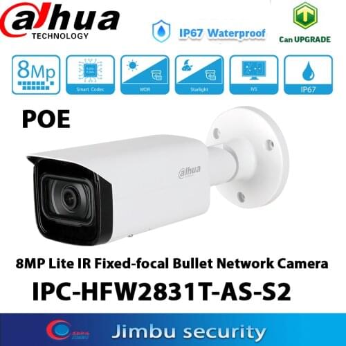 Dahua IP camera 8MP POE IPC-HFW2831T-AS-S2 H.265 codec IR 80M IP67 protection HFW2831T-AS-S2 Surveillance camera