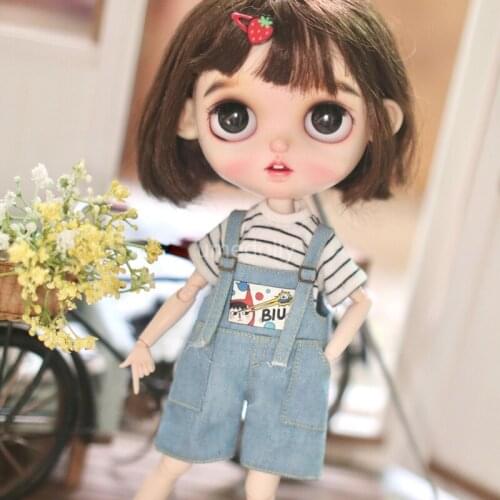 1 Set Cute Blyth Doll Overall + T-shirt Clothes Outfits Accessories Girl Toys