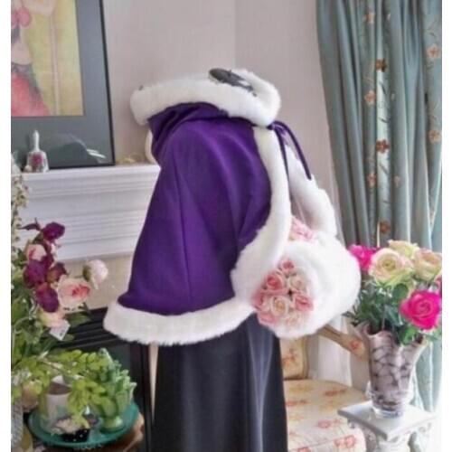 Short Hooded Wedding Cloak Faux Fur Satin Cloak Bride Winter Wedding Or Prom Party Cloak