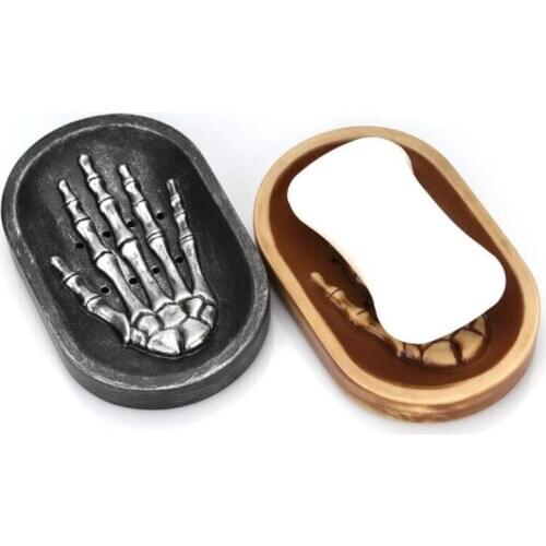Creative Skeleton Skull Hand Practical Soap Dish Box Holder for bathroom Accessories Shower Storage Plate Tray Sink Drain
