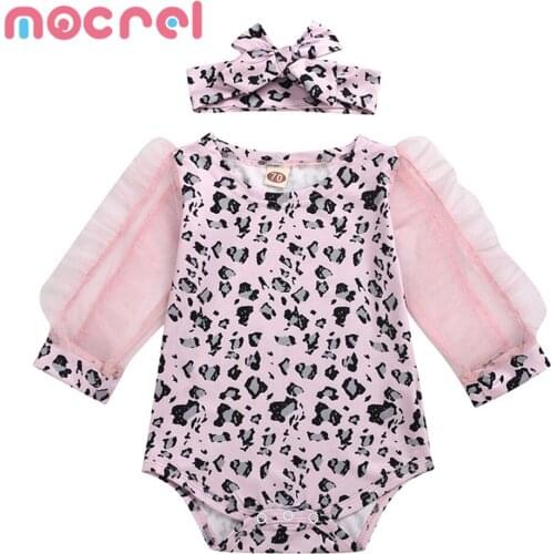 Ins Summer Hot Style Childrens Wear White Gauze Pink Leopard Grain, The Clothes Of The Girls Bodysuits Cloth Baby Girl