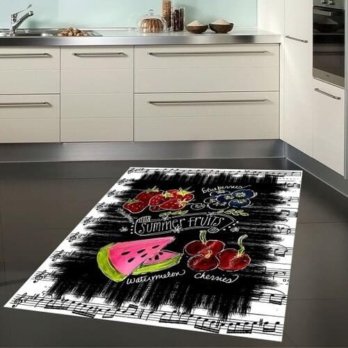 Meg & Cloud Watermelon Strawberry Fruit Patterned Digital Printed Anti-Slip Soles Washable Stain-resistant Kitchen Rug
