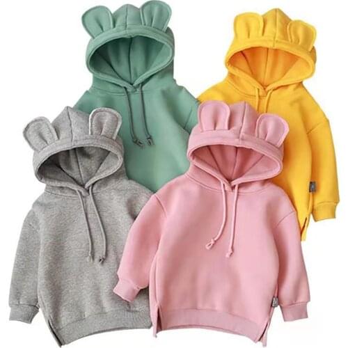 Cute Animal Ear Hoodies For Girls 1-6 Years Old Kids Spring Long Sleeve Home Sweatsuit Baby Boy Sports Clothing