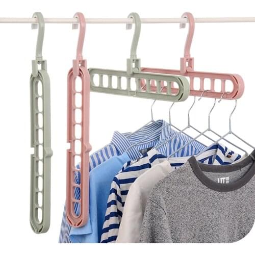 Multi-Function Holes Clothes Home Storage yi cheng Wardrobe Red Folding Contraction Magic Rotation 9 Holes Hanger