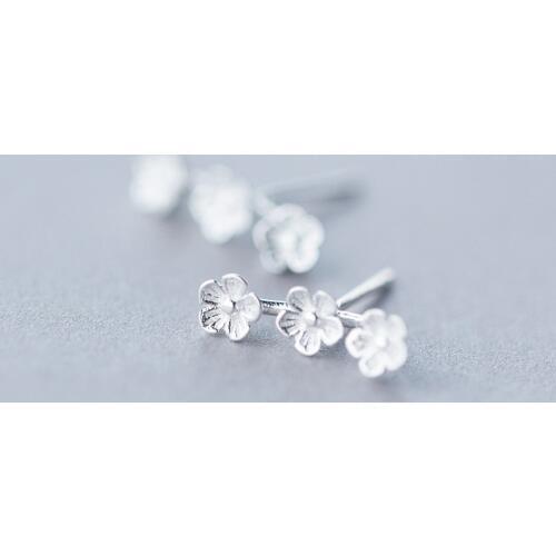 Fashion Silver Color Prevent Allergy Flower Stud Earrings for Women School Grils Kids Wedding Earrings Jewelry eh824