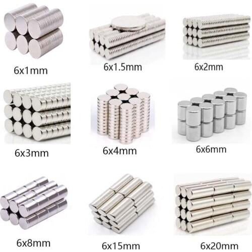10-50Pcs 6x1/1.5/2/3/4/6/8/10/15/20mm Strong Cylinder Rare Earth Magnet Neodymium Mini Small Round Magnets