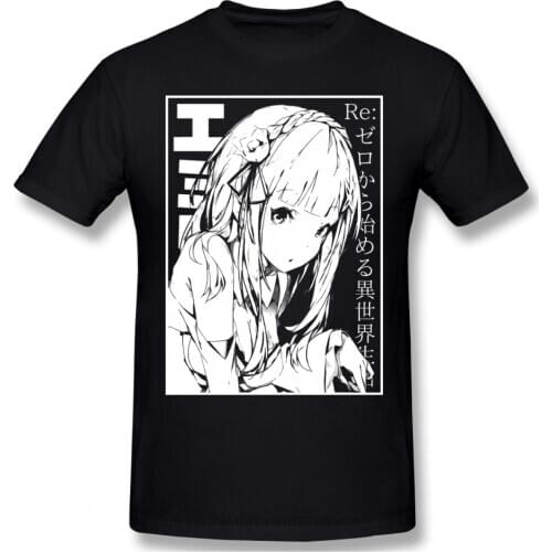 Men Clothing Re Zero Starting Life in Another World Satella Puck Rem Anime TShirt Red T-Shirt Emilia Men Fashion Short Sleeve