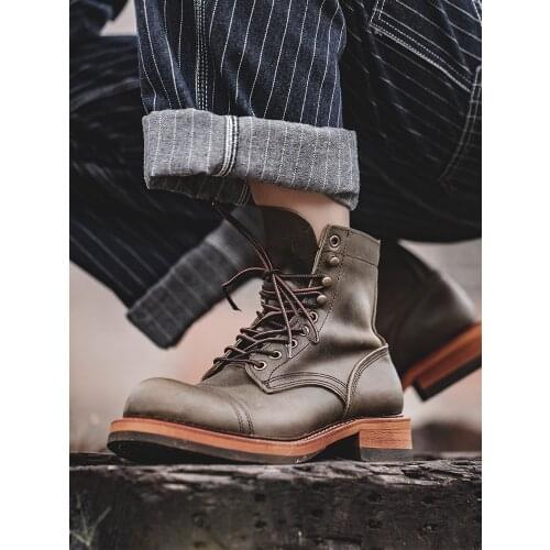 Short Face Retro Mens Boots Motorcycle Boots Platform Shoe for Men