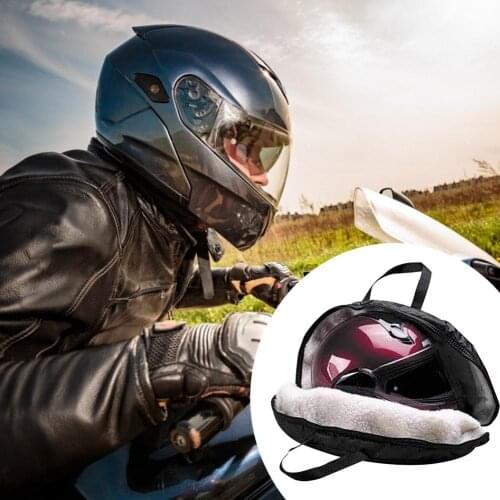 Nylon Helmet Storage Bag Motorcycle Bicycle Helmet Carrying Bag With Super Soft Fleece White Inner Layer Universal Size