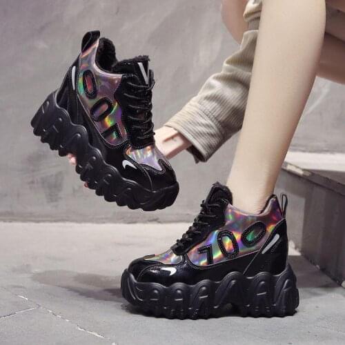 New Wave Sole Fashion Sneakers Women Laser Upper Platform Casual Shoes Women Zapatillas De Deporte Mujer