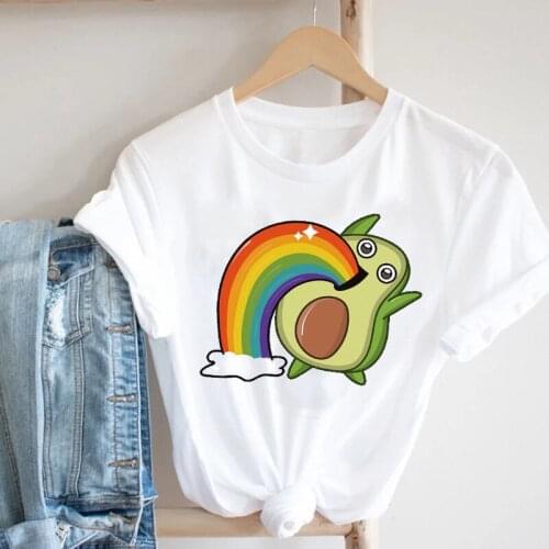 New Womens T-shirts Funny Avocado graphic t shirts 90s Girl Harajuku White Summer Short Sleeve tee shirt femme Plus Size 3XL