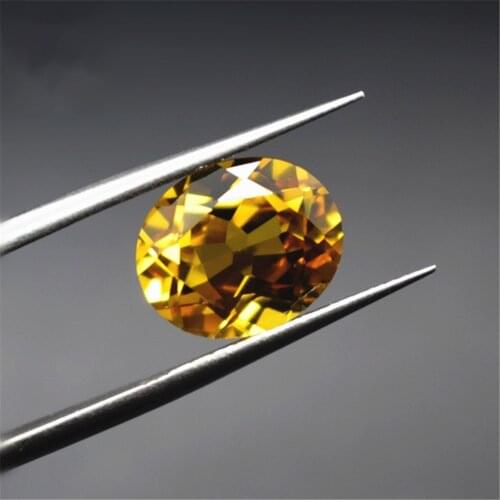 Grade AAA Cutting Cultured Yellow Sapphire Oval Faceted Gemstone Egg Shape Yellow Sapphire Gem Multiple Sizes to Choose GS95