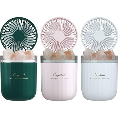 Portable Crystal Aromatherapy Humidifier USB Wireless Aroma Oil Diffuser with Adjustable Fan & Light Air Cooler