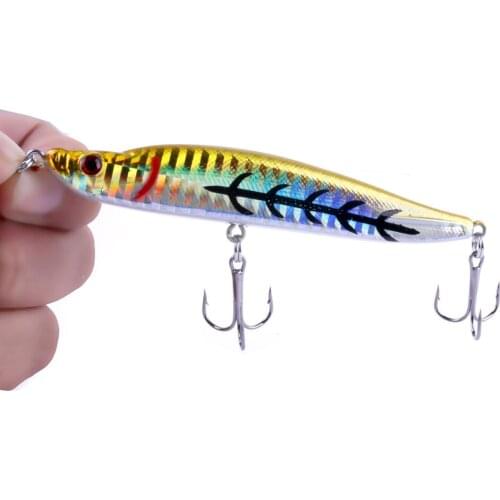 6PC Pencil Fishing Lure 9.5cm 16g wobbler Crankbait 3D Eye Hard Bait Treble Hooks Bass Fishing Tackle