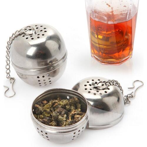 New Tea Infuser Ball Mesh Loose Leaf Herbs Strainer Reusable Secure Locking Sphere Mesh Handle Tea Coffee Spice Filter