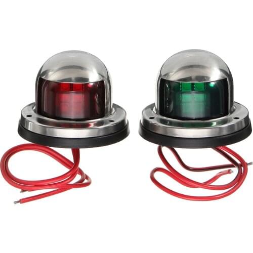 12V LED Light Stainless Steel Red Green Bow Navigation Lights Boat Marine Indicator Spot Light Marine Boat Yacht Sailing Light