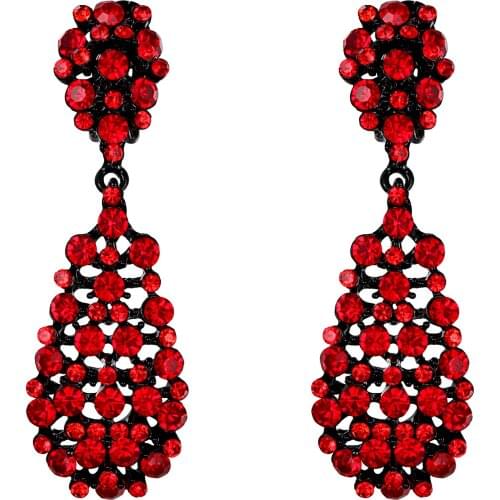 Tuliper Retro Vintage Bridal Earrings Femme Art Deco серьги Rhinestone Dangle Clip Earrings For Women Wedding Party Jewelry 귀걸이