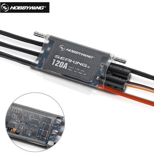 Hobbywing Seaking Pro 120A Waterproof Brushless ESC Speed Controller for RC Toy Boat SeaKing-120A-Pro (Professional Edition)