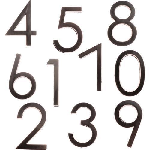 High Quality Silver Satin Chrome Door Numbers & Door Number Address Plaques For House Flat Apartment Shop Decoration Supplies