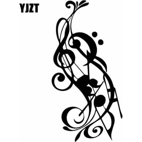 YJZT 8.2CM*16.3CM Beautiful Music Note Window Vinyl Decal Car Sticker Nice Black/Silver C27-0021