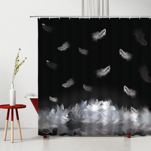 Bathroom Curtains Animal Feather Pattern Colorful Modern Simplicity Machine Washable ​Bathtub Decoration Bath Curtains With Hook