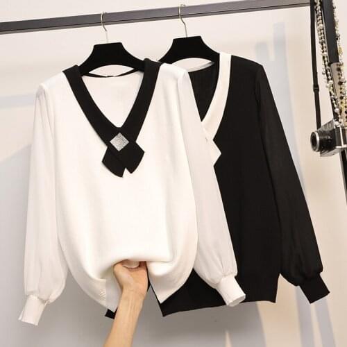 4XL plus size women fashion Diamond sweater pullover autumn winter 2021 long sleeve kintting thick warm Oversized sweaters