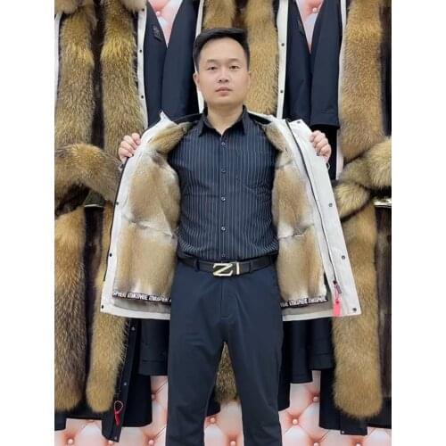 Winter Parka Natural Muskrat Fur Coat Men Hooded Fur Jacket Warm Thick Outwear Multi Color Can Custom